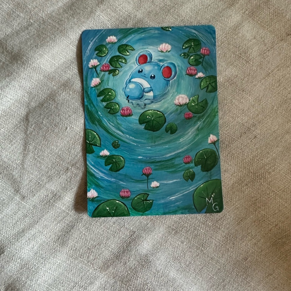 Hand painted extended Pokémon card art Marill